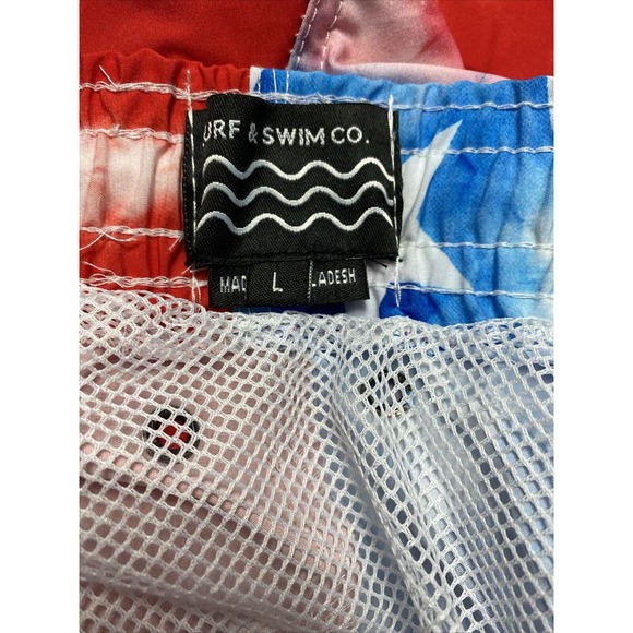 Surf & Swim Men’s Volley Swim Shorts US flag Out Tie Dye Red Size L - Picture 4 of 5